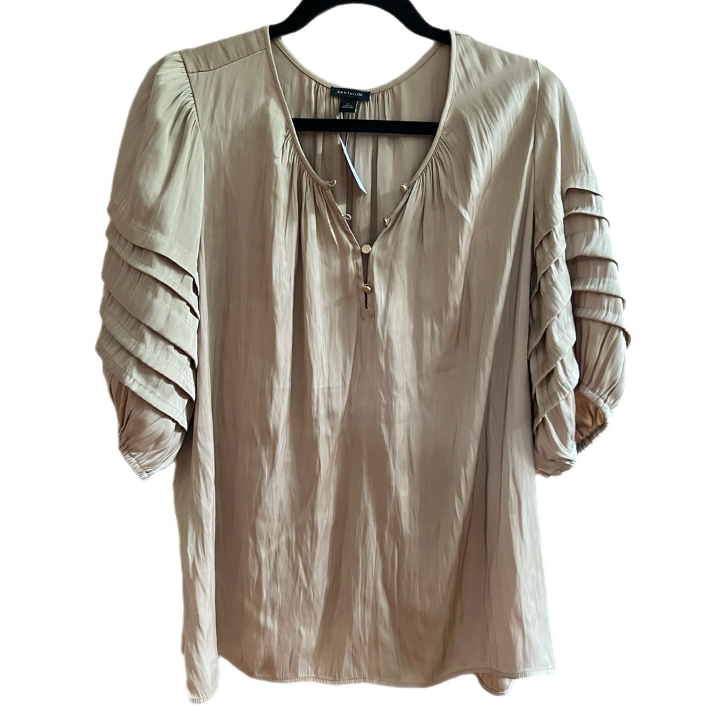 Ann Taylor Gold Blouse With Tiered Sleeve Detail